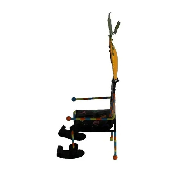 Vintage Halloween Spooky Funny Silly Face Metal Pumpkin Man Chair Decor - Picture 2 of 3